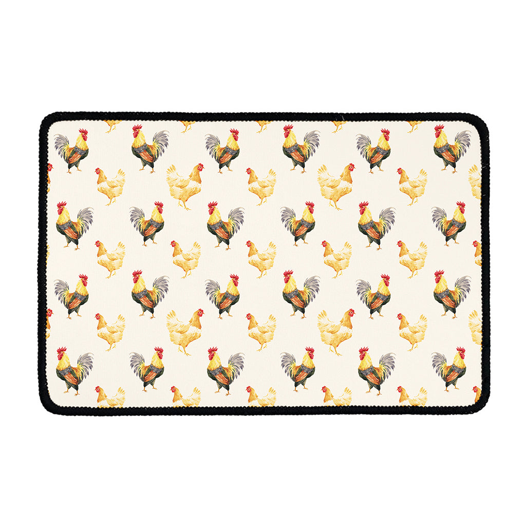 Watercolor Rooster Pattern Print Kitchen Mat