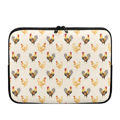 Watercolor Rooster Pattern Print Laptop Sleeve