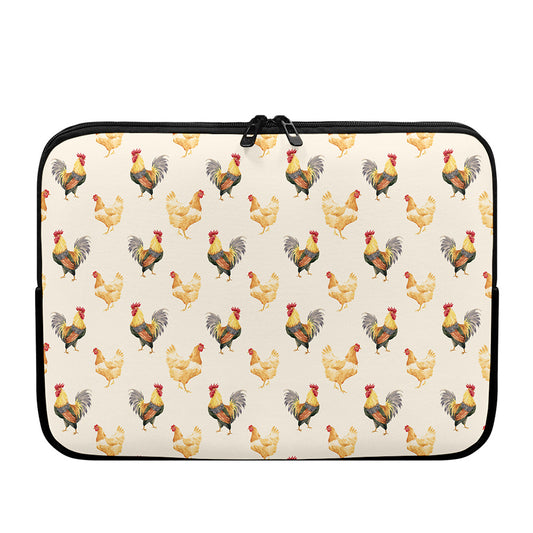 Watercolor Rooster Pattern Print Laptop Sleeve