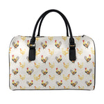 Watercolor Rooster Pattern Print Leather Duffle Bag