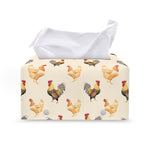 Watercolor Rooster Pattern Print Leather Tissue Box Cover