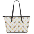 Watercolor Rooster Pattern Print Leather Tote Bag With Zipper