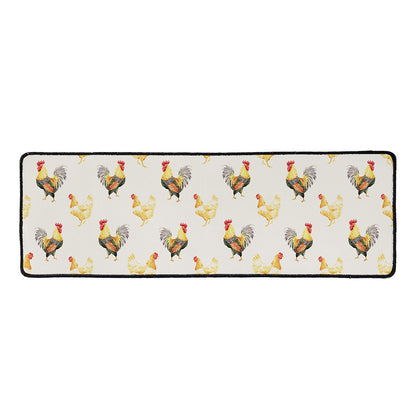 Watercolor Rooster Pattern Print Long Kitchen Mat