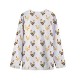 Watercolor Rooster Pattern Print Long Sleeve Short Coat