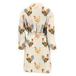 Watercolor Rooster Pattern Print Men's Bathrobe