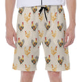Watercolor Rooster Pattern Print Men's Beach Shorts
