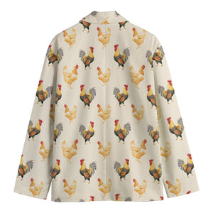 Watercolor Rooster Pattern Print Men's Blazer