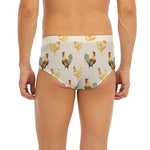 Watercolor Rooster Pattern Print Men's Briefs