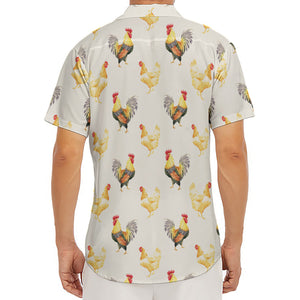 Watercolor Rooster Pattern Print Men's Deep V-Neck Shirt