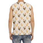 Watercolor Rooster Pattern Print Men's Fitness Tank Top