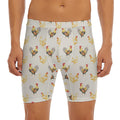 Watercolor Rooster Pattern Print Men's Long Boxer Briefs