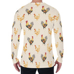 Watercolor Rooster Pattern Print Men's Long Sleeve T-Shirt