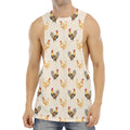Watercolor Rooster Pattern Print Men's Muscle Tank Top