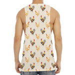 Watercolor Rooster Pattern Print Men's Muscle Tank Top
