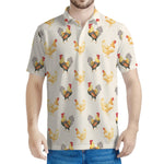 Watercolor Rooster Pattern Print Men's Polo Shirt