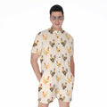 Watercolor Rooster Pattern Print Men's Romper