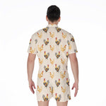 Watercolor Rooster Pattern Print Men's Rompers