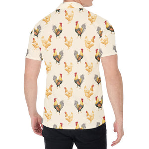 Watercolor Rooster Pattern Print Men's Shirt