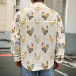 Watercolor Rooster Pattern Print Men's Shirt Jacket