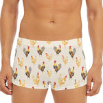 Watercolor Rooster Pattern Print Men's Short Boxer Briefs