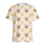 Watercolor Rooster Pattern Print Men's Sports T-Shirt