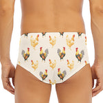 Watercolor Rooster Pattern Print Men's Triangle Swim Briefs
