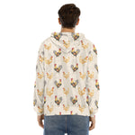 Watercolor Rooster Pattern Print Men's Velvet Pullover Hoodie