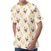 Watercolor Rooster Pattern Print Men's Velvet T-Shirt