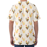 Watercolor Rooster Pattern Print Men's Velvet T-Shirt