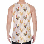 Watercolor Rooster Pattern Print Men's Velvet Tank Top