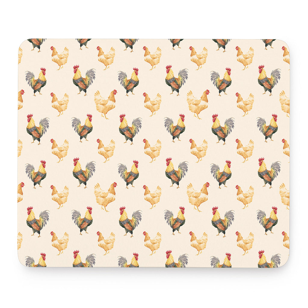 Watercolor Rooster Pattern Print Mouse Pad