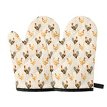 Watercolor Rooster Pattern Print Oven Mitts