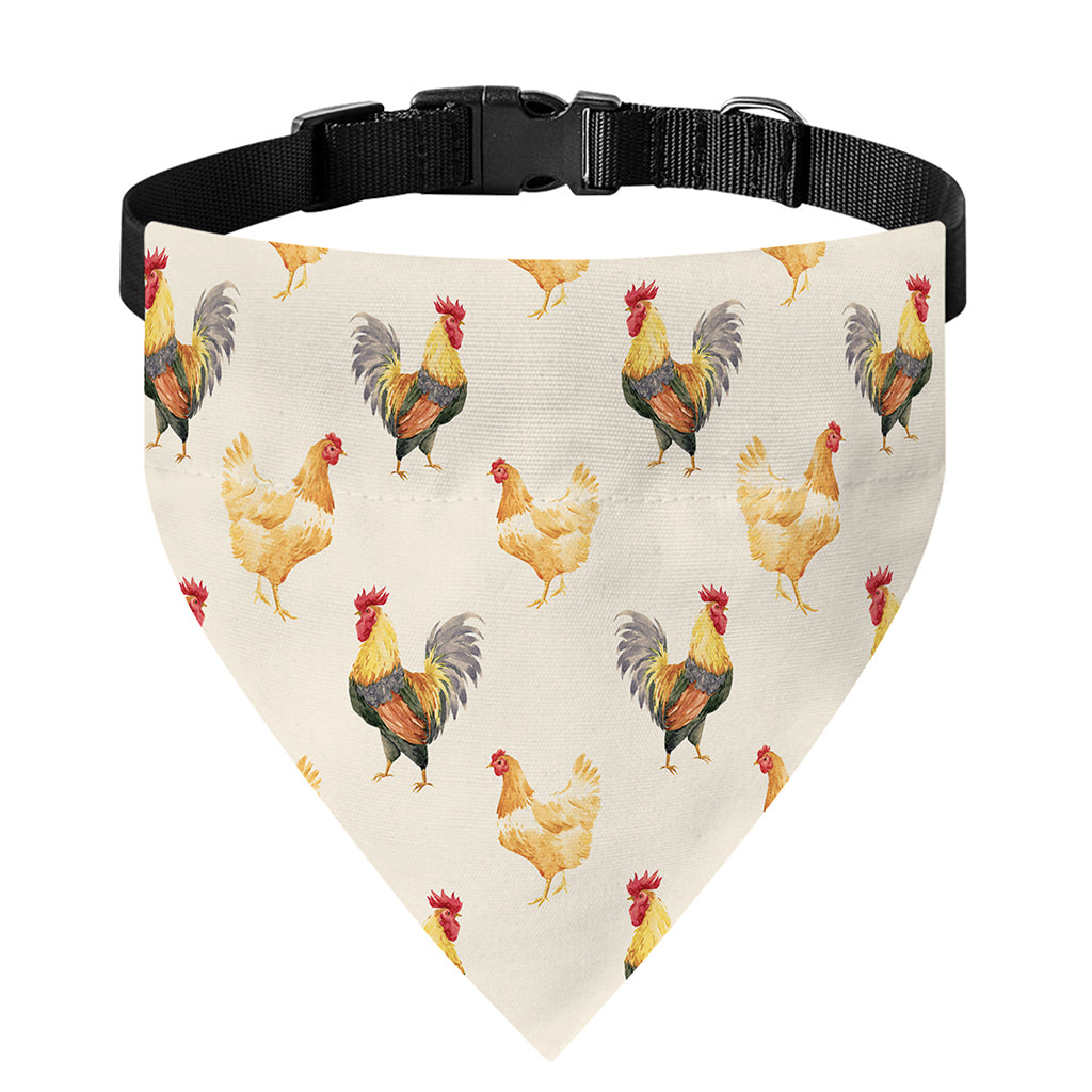 Watercolor Rooster Pattern Print Over The Collar Dog Bandana