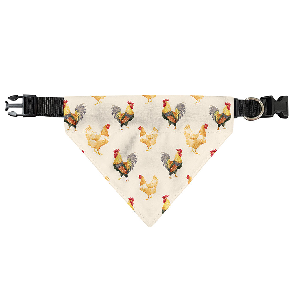 Watercolor Rooster Pattern Print Over The Collar Dog Bandana