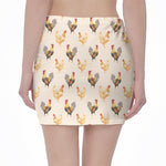 Watercolor Rooster Pattern Print Pencil Mini Skirt