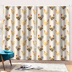 Watercolor Rooster Pattern Print Pencil Pleat Curtains