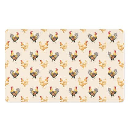 Watercolor Rooster Pattern Print Polyester Doormat