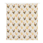 Watercolor Rooster Pattern Print Polyester Shower Curtain