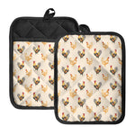 Watercolor Rooster Pattern Print Pot Holders With Pocket