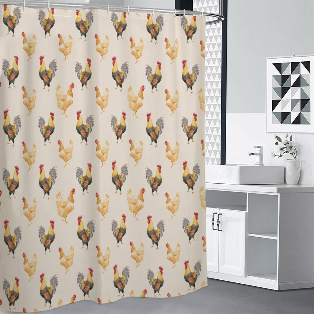 Watercolor Rooster Pattern Print Premium Shower Curtain