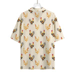 Watercolor Rooster Pattern Print Rayon Hawaiian Shirt