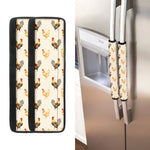 Watercolor Rooster Pattern Print Refrigerator Handle Covers