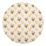 Watercolor Rooster Pattern Print Round Blanket