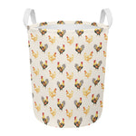 Watercolor Rooster Pattern Print Round Laundry Basket