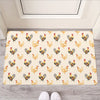 Watercolor Rooster Pattern Print Rubber Doormat