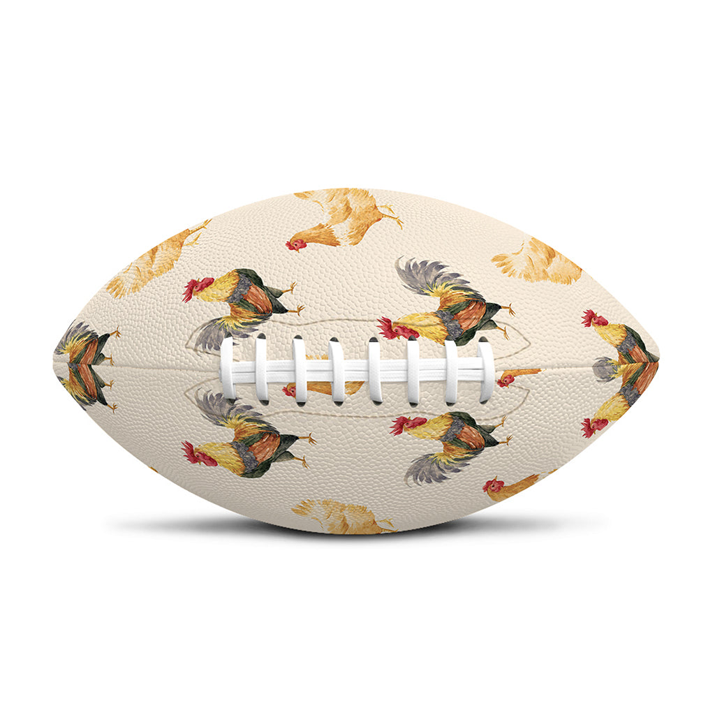Watercolor Rooster Pattern Print Rugby Ball