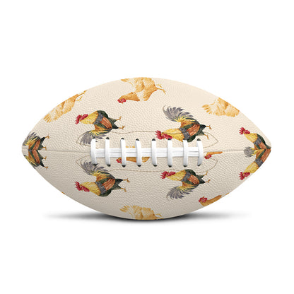 Watercolor Rooster Pattern Print Rugby Ball
