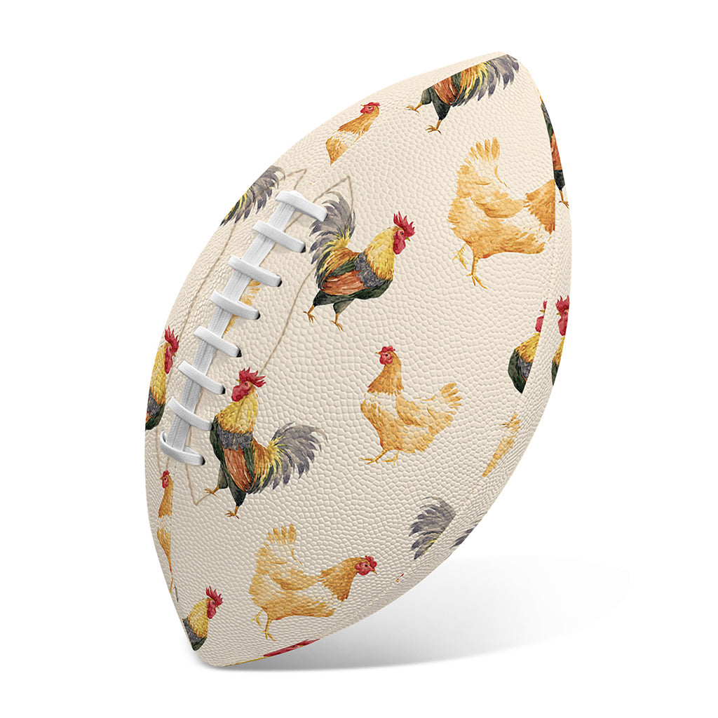 Watercolor Rooster Pattern Print Rugby Ball