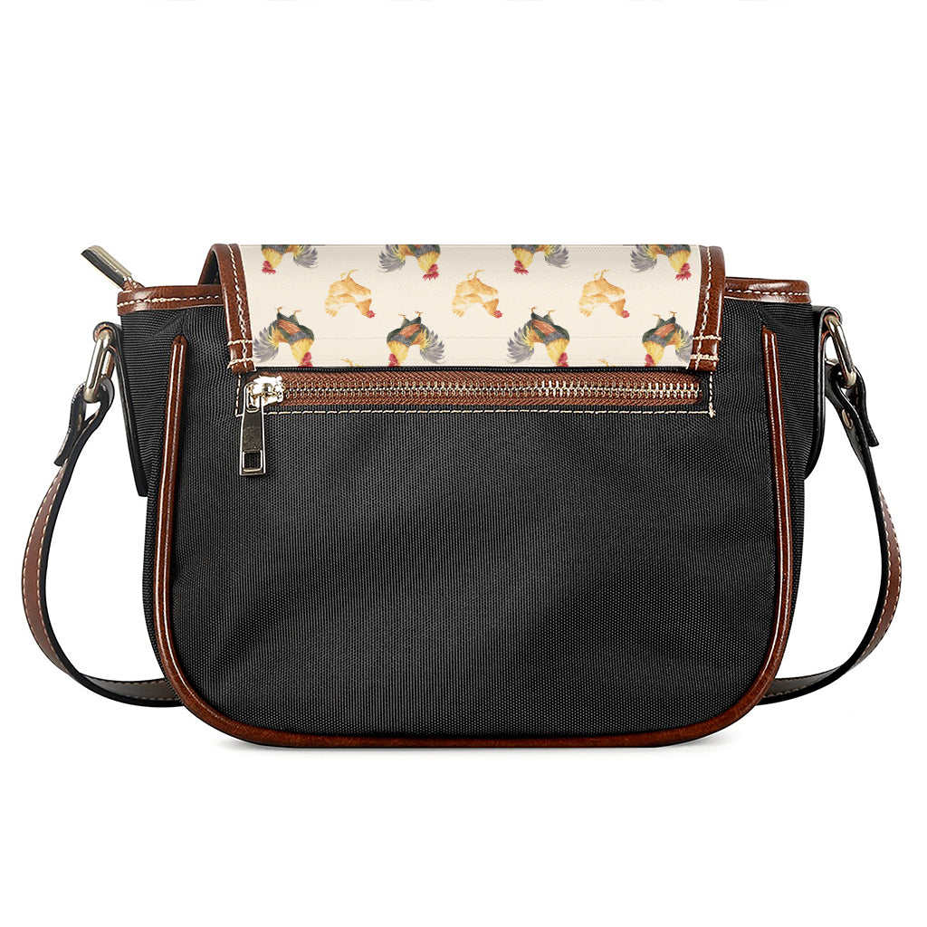 Watercolor Rooster Pattern Print Saddle Bag
