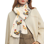 Watercolor Rooster Pattern Print Scarf